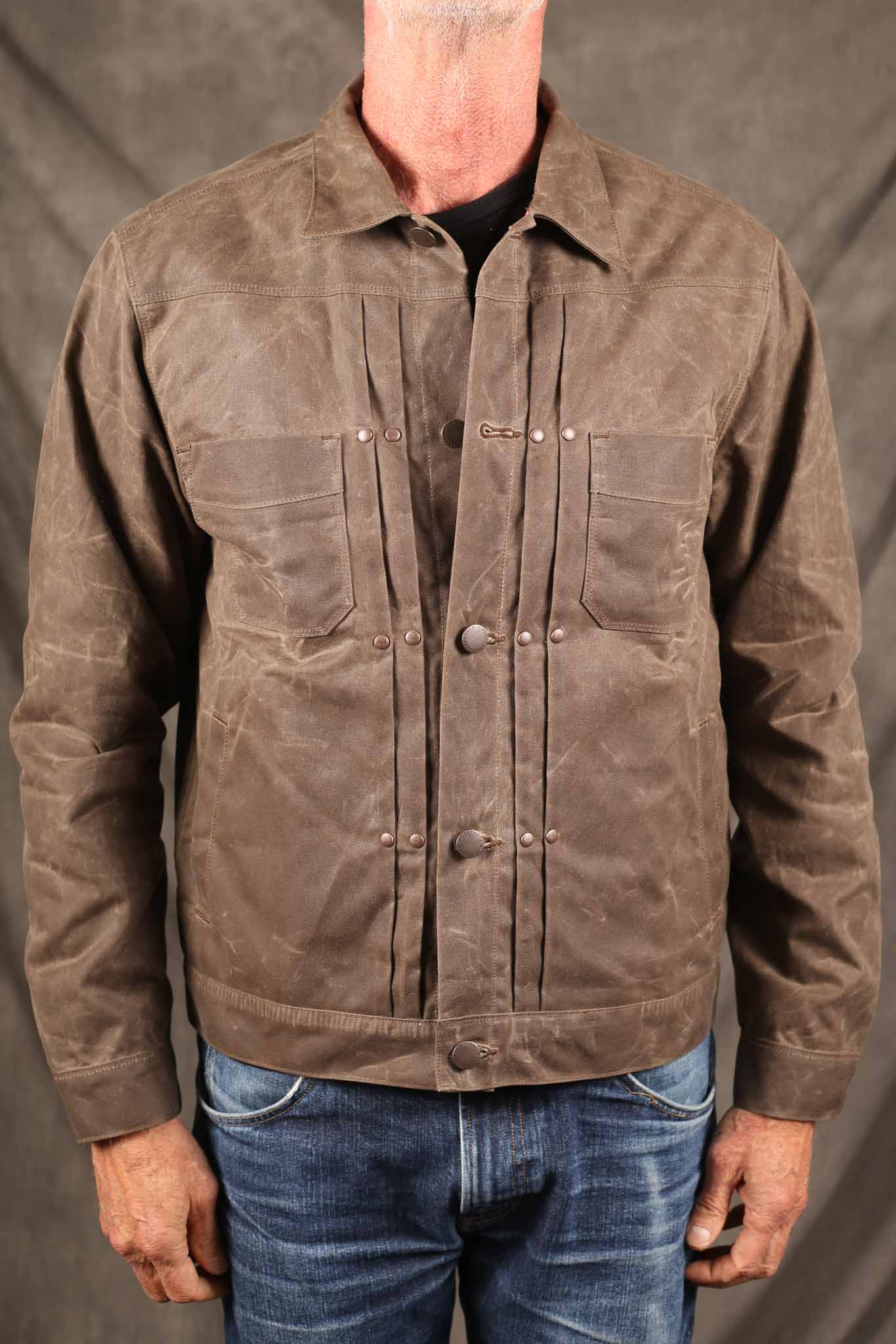 Freenote Cloth Riders Jacket Waxed Canvas Oak / Blue Linig