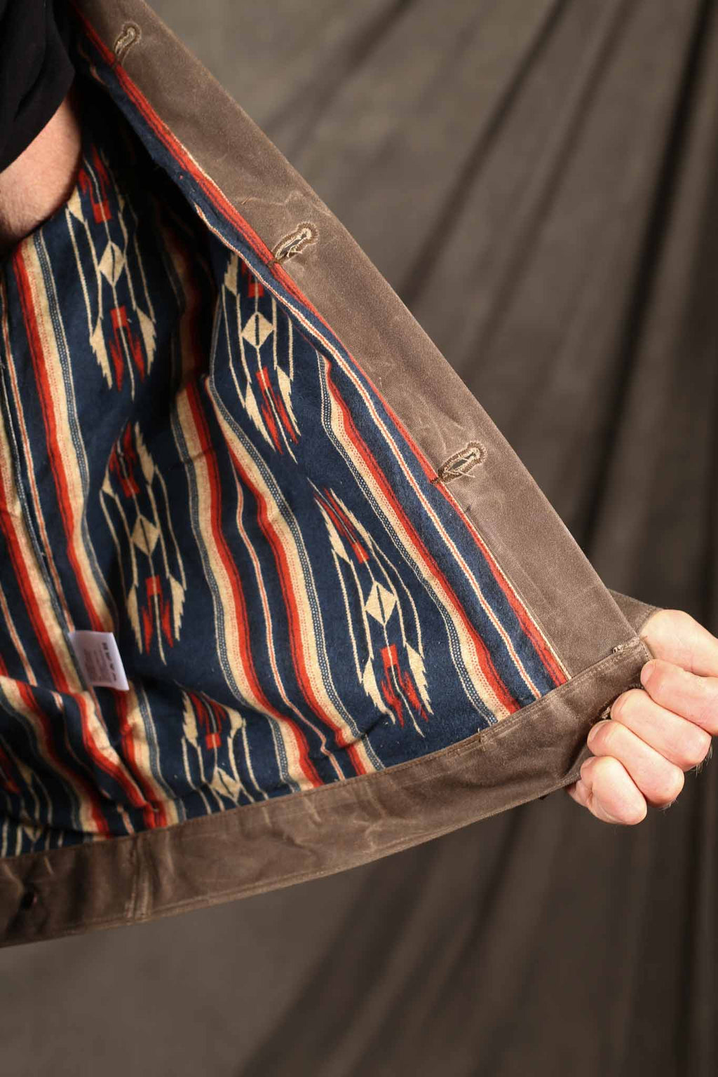 Freenote Cloth Riders Jacket Waxed Canvas Oak / Blue Linig