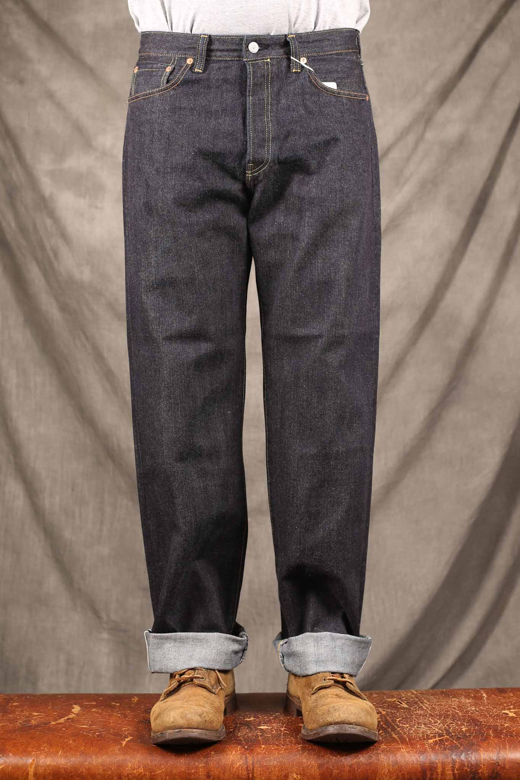 THE FLAT HEAD - FN-D111 Wide Straight Rinsed Jeans LT Zimbabwe Cotton - 14,5oz