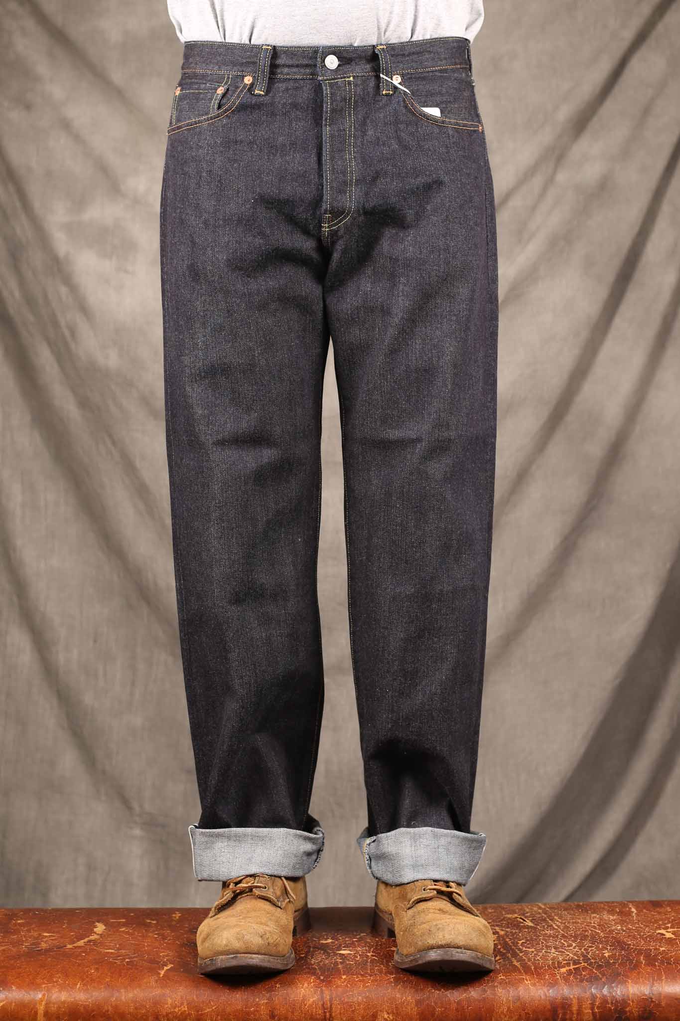 THE FLAT HEAD - FN-D111 Wide Straight Rinsed Jeans LT Zimbabwe Cotton - 14,5oz