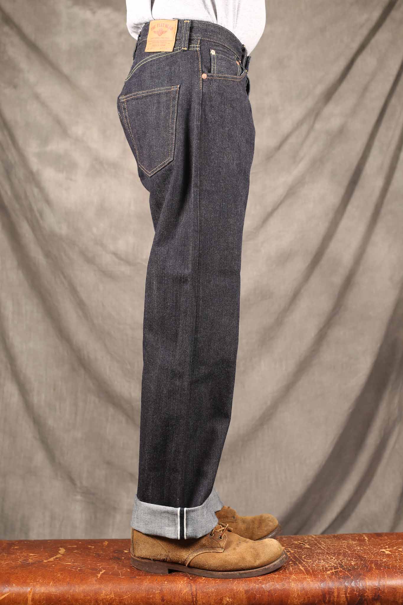 【Jean Fn】 THE FLAT HEAD - FN-D111 Wide Straight Rinsed Jeans LT Zimbabwe