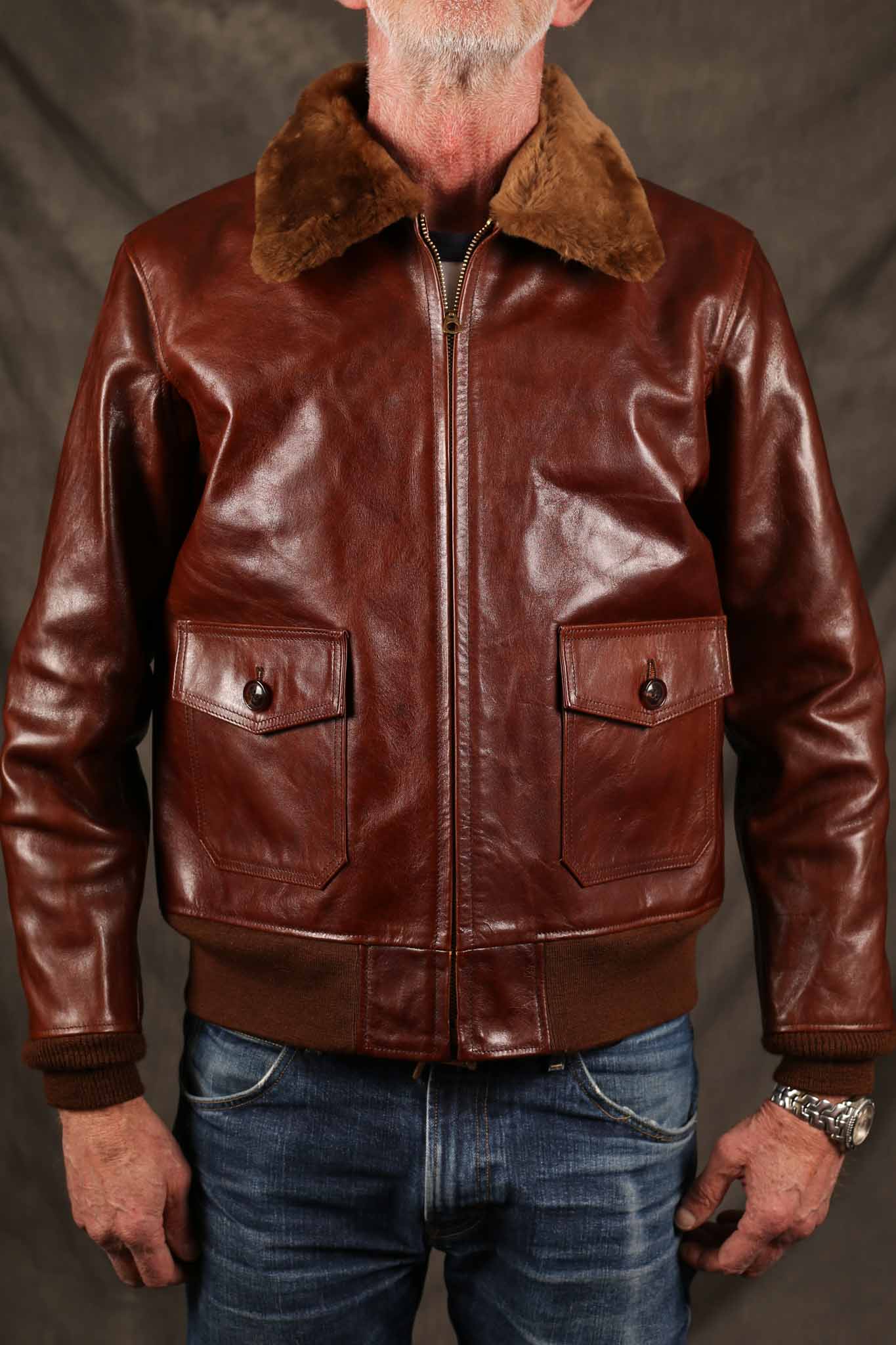 Double Helix Type G-1 Flight Jacket Brown