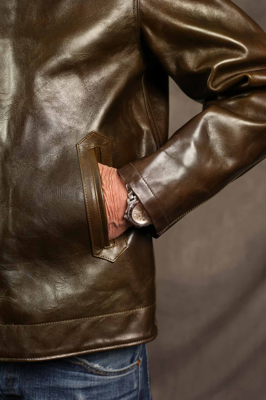 Double Helix TYPE N-1 DECK JACKET Horsehide - OLIVE