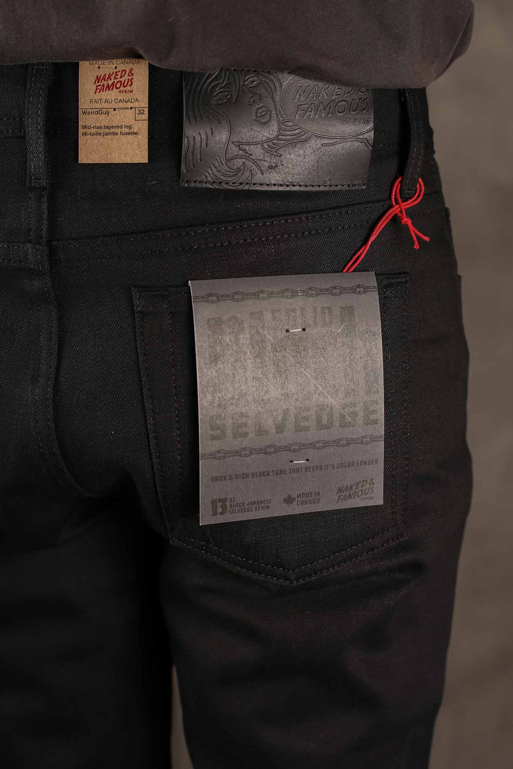 Naked and Famous Weird Guy - 13oz Solid Black Selvedge