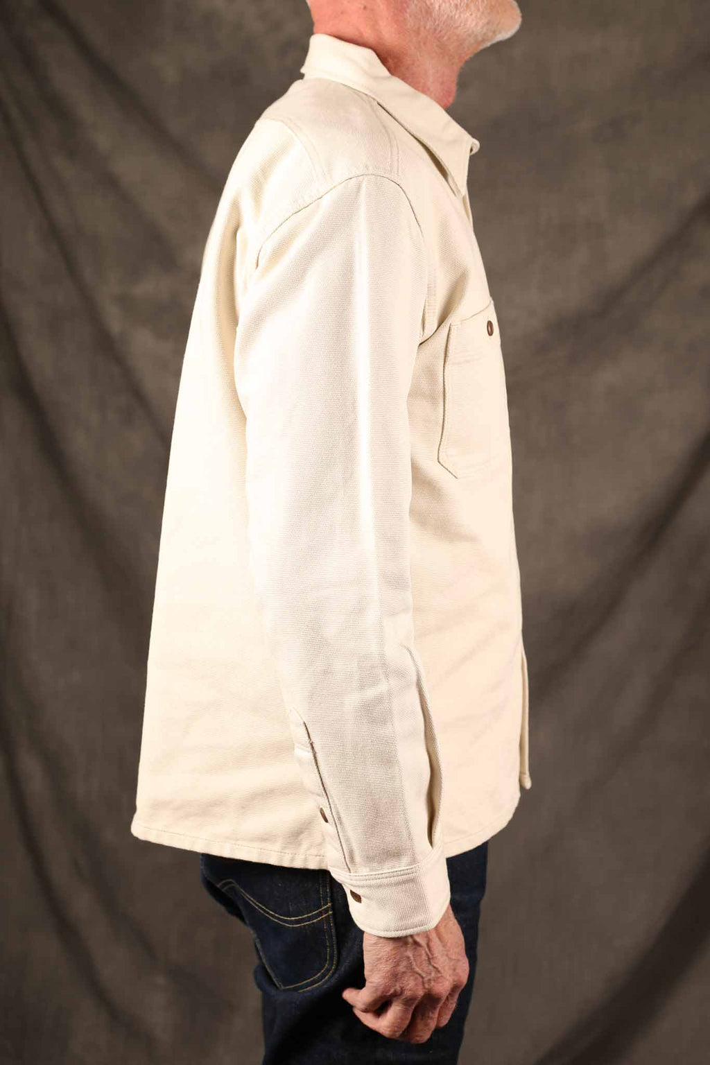 Iron Heart IHSH-423-IVO 13oz Oxford Cloth Work Overshirt - Ivory