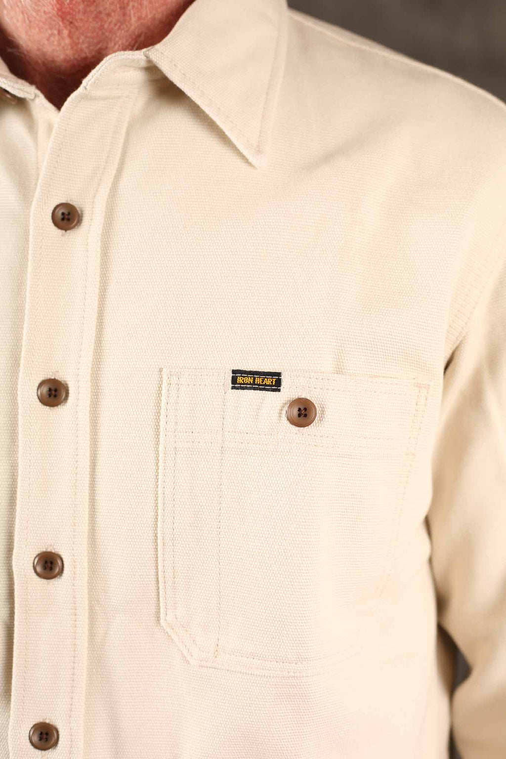 Iron Heart IHSH-423-IVO 13oz Oxford Cloth Work Overshirt - Ivory