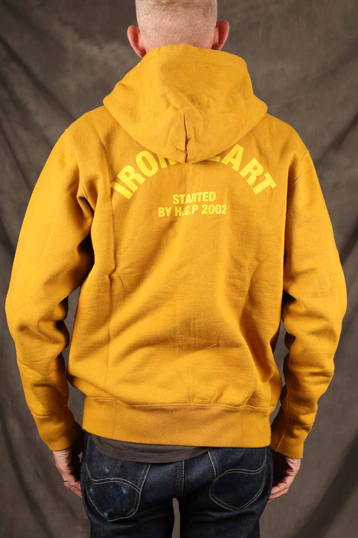 Iron Heart IHSW-81L-MUS-NP 14oz Ultra Heavyweight Loopwheel Cotton Zippered Hoodie - Mustard