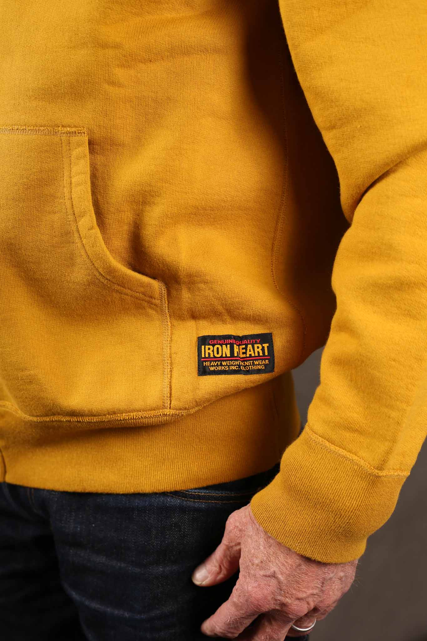 Iron Heart IHSW-81L-MUS-NP 14oz Ultra Heavyweight Loopwheel Cotton Zippered Hoodie - Mustard