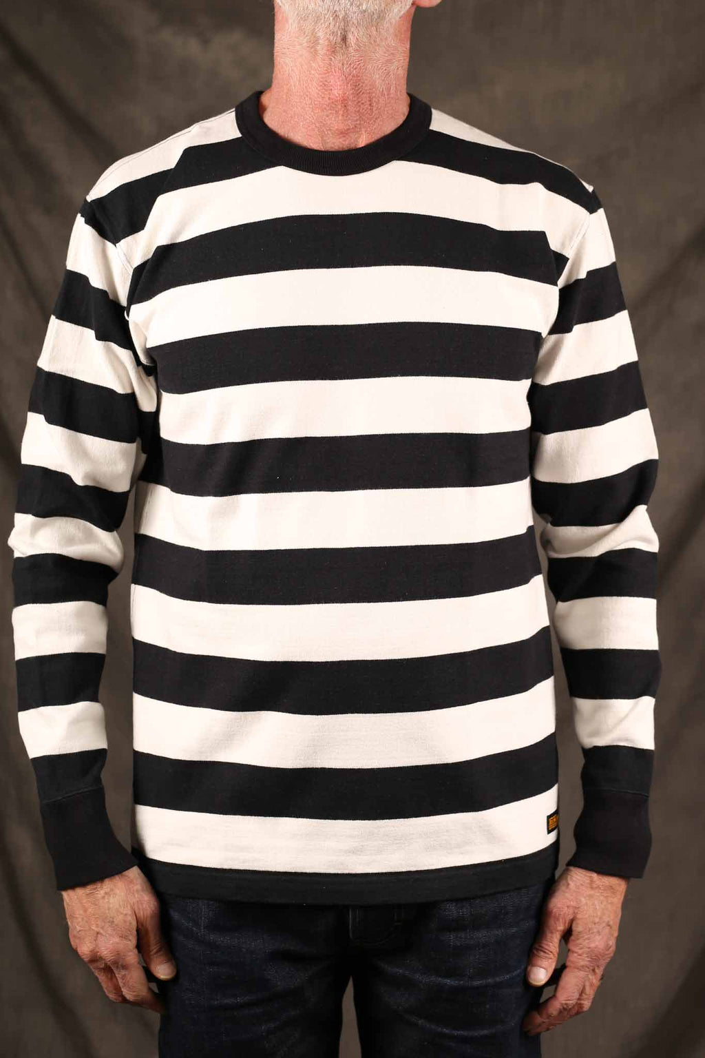 Iron Heart IHTB-01-BLK-WHT 11oz Cotton Knit Long-Sleeved Sweater - Black/White