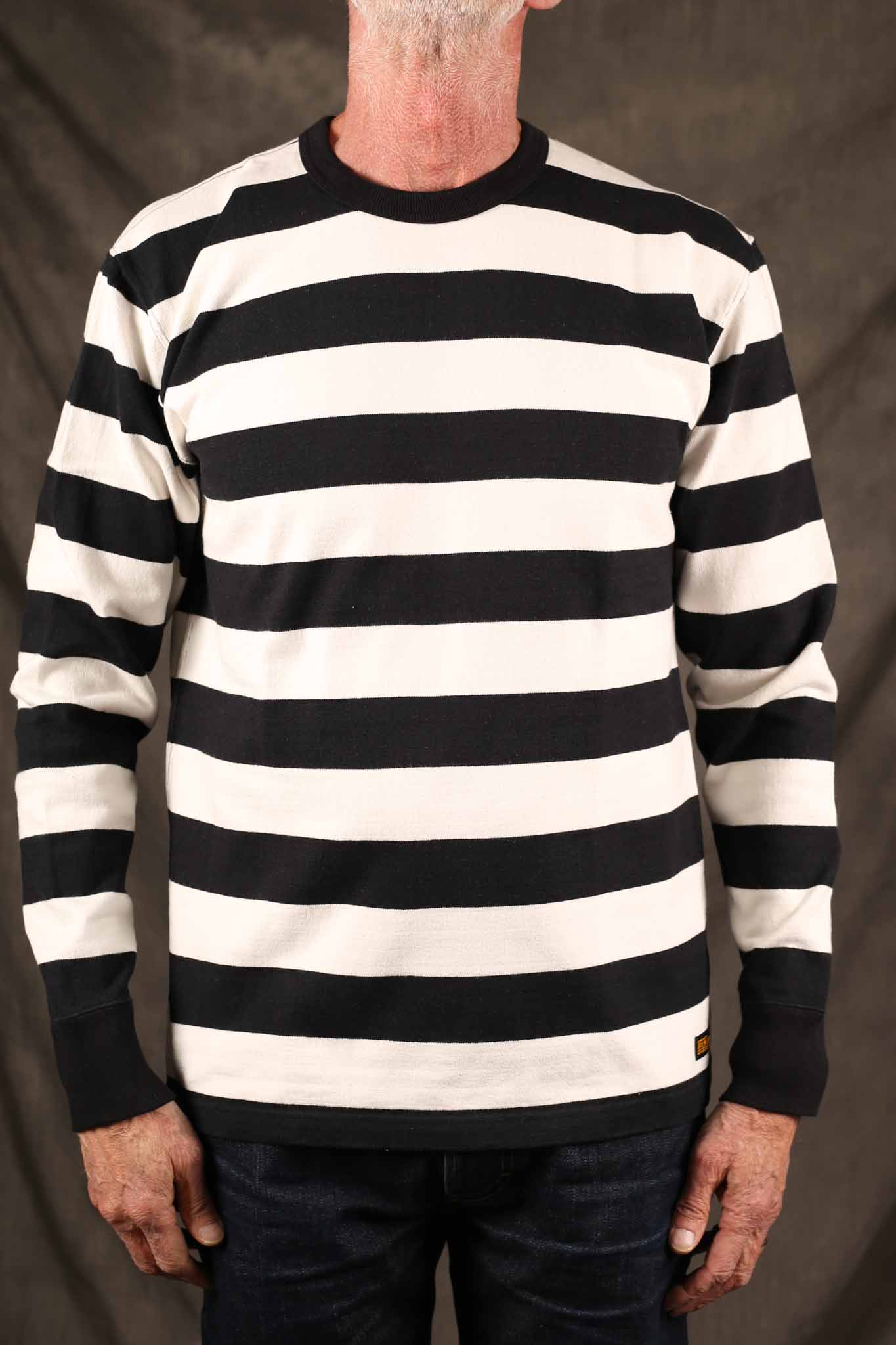 Iron Heart IHTB-01-BLK-WHT 11oz Cotton Knit Long-Sleeved Sweater - Black/White