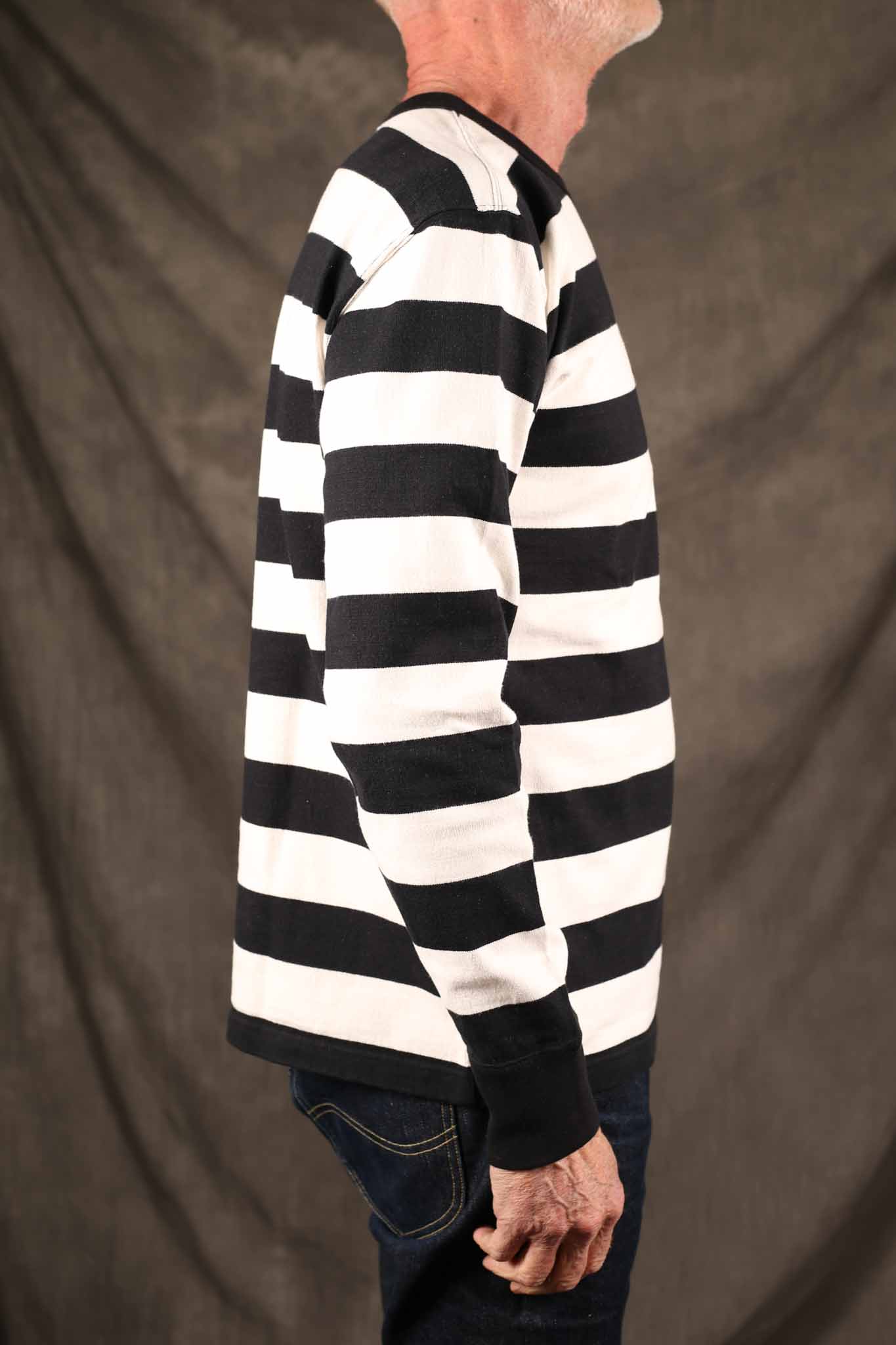 Iron Heart IHTB-01-BLK-WHT 11oz Cotton Knit Long-Sleeved Sweater - Black/White