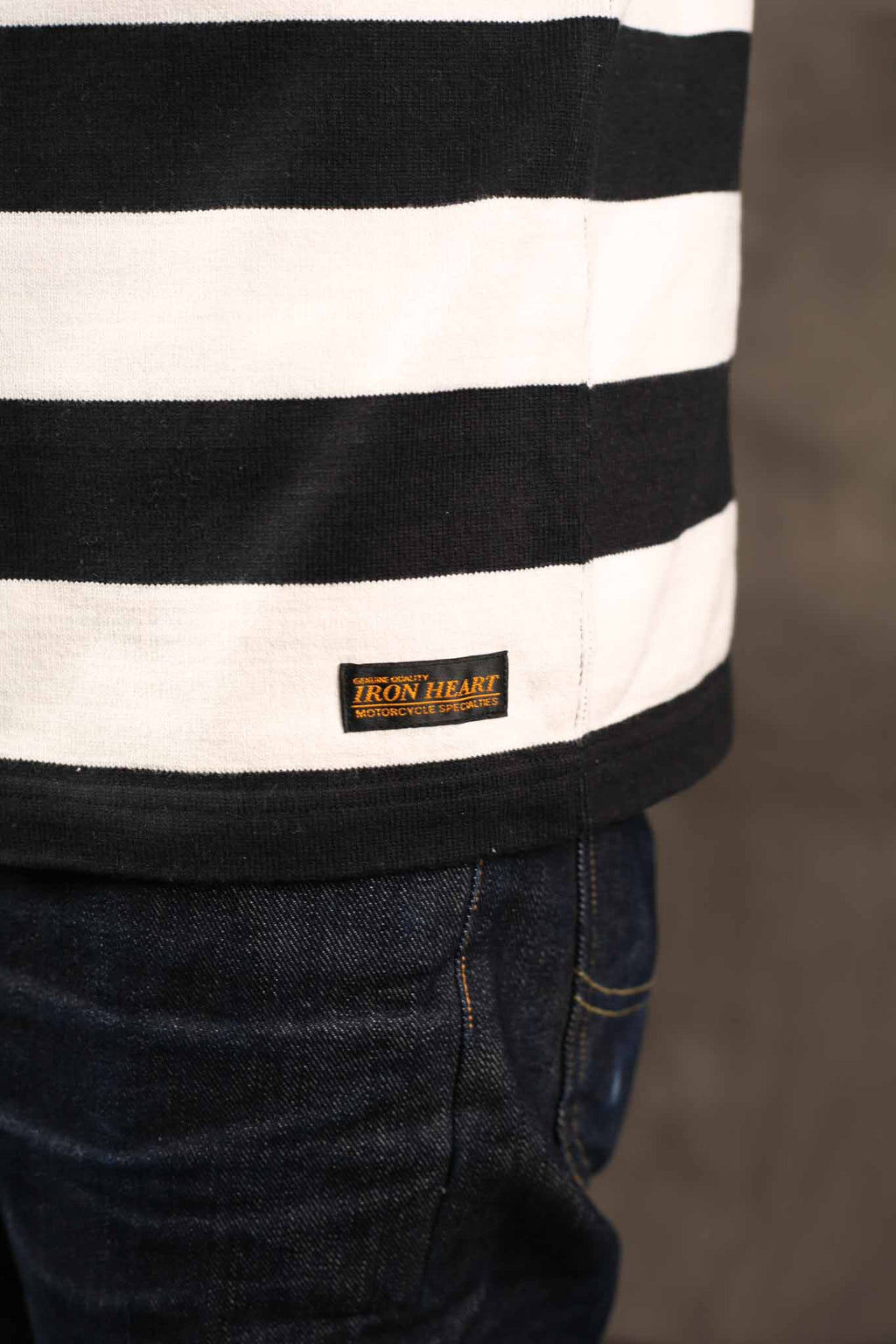 Iron Heart IHTB-01-BLK-WHT 11oz Cotton Knit Long-Sleeved Sweater - Black/White