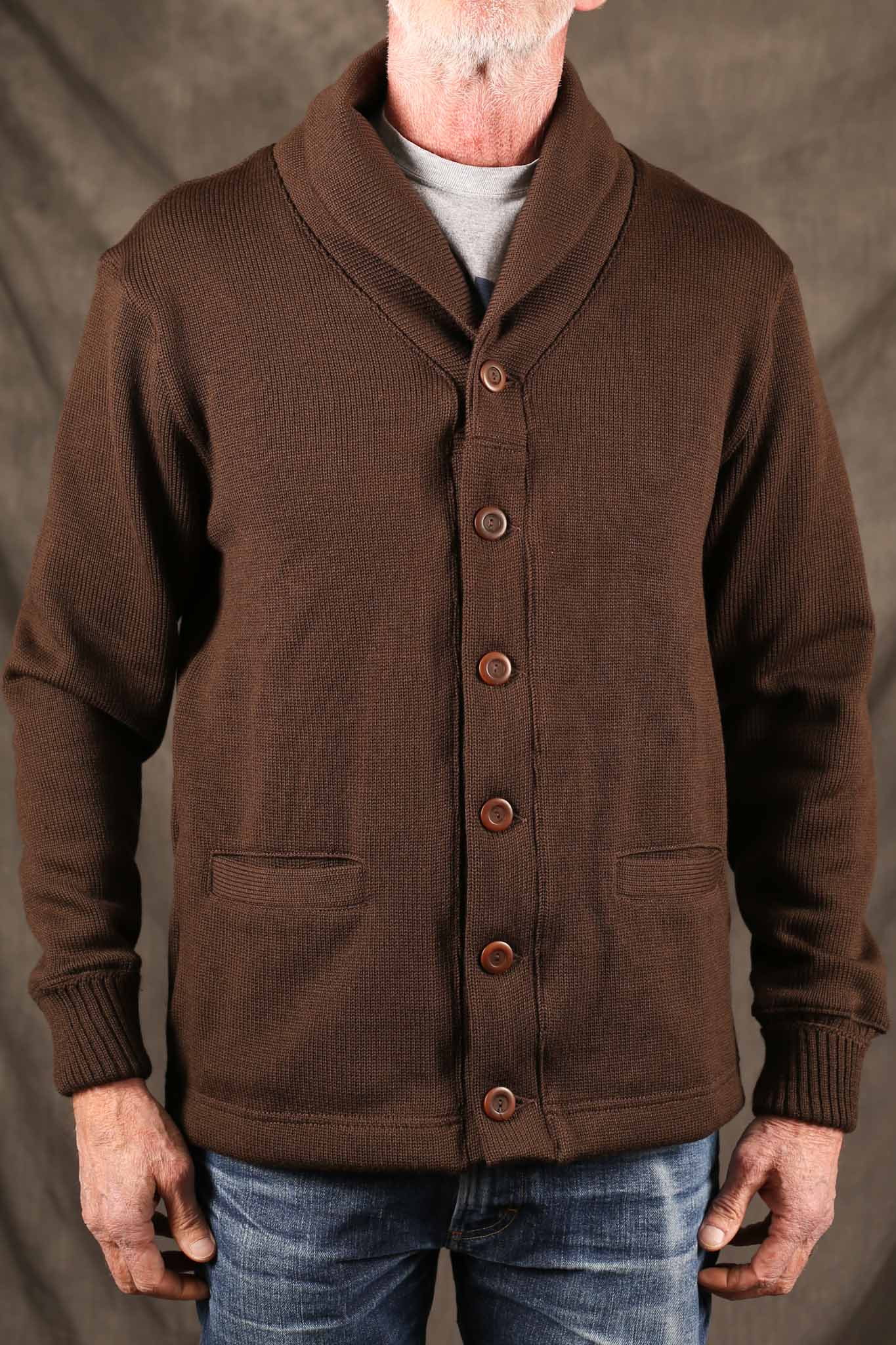 Dehen Shawl Sweater Coat Brown