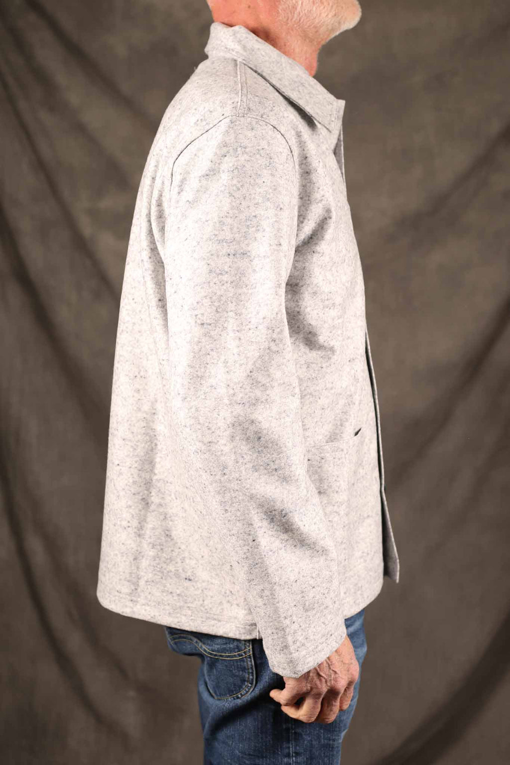 Dehen Woven Chore Coat - Natural & Navy Heather