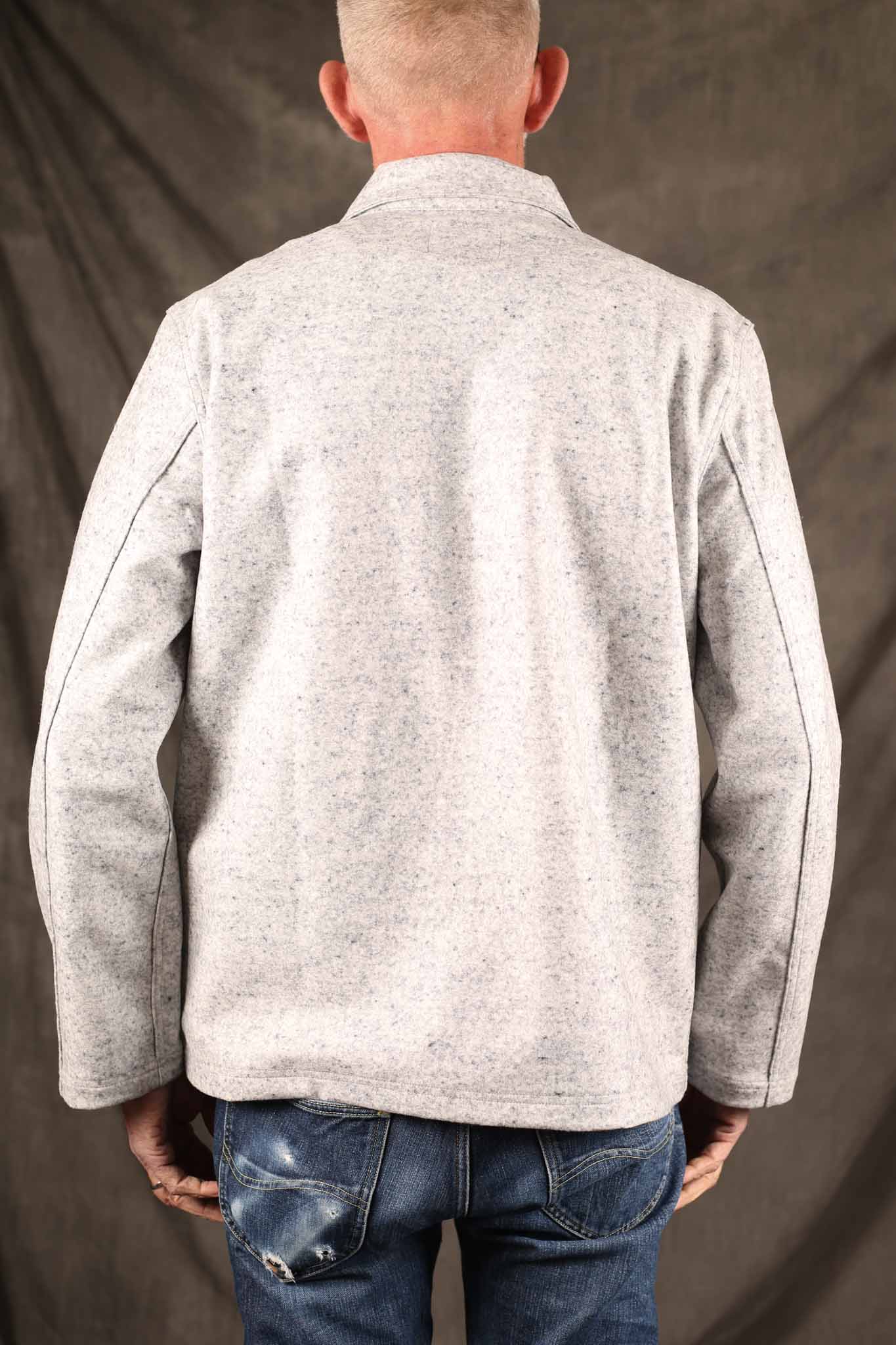 Dehen Woven Chore Coat - Natural & Navy Heather