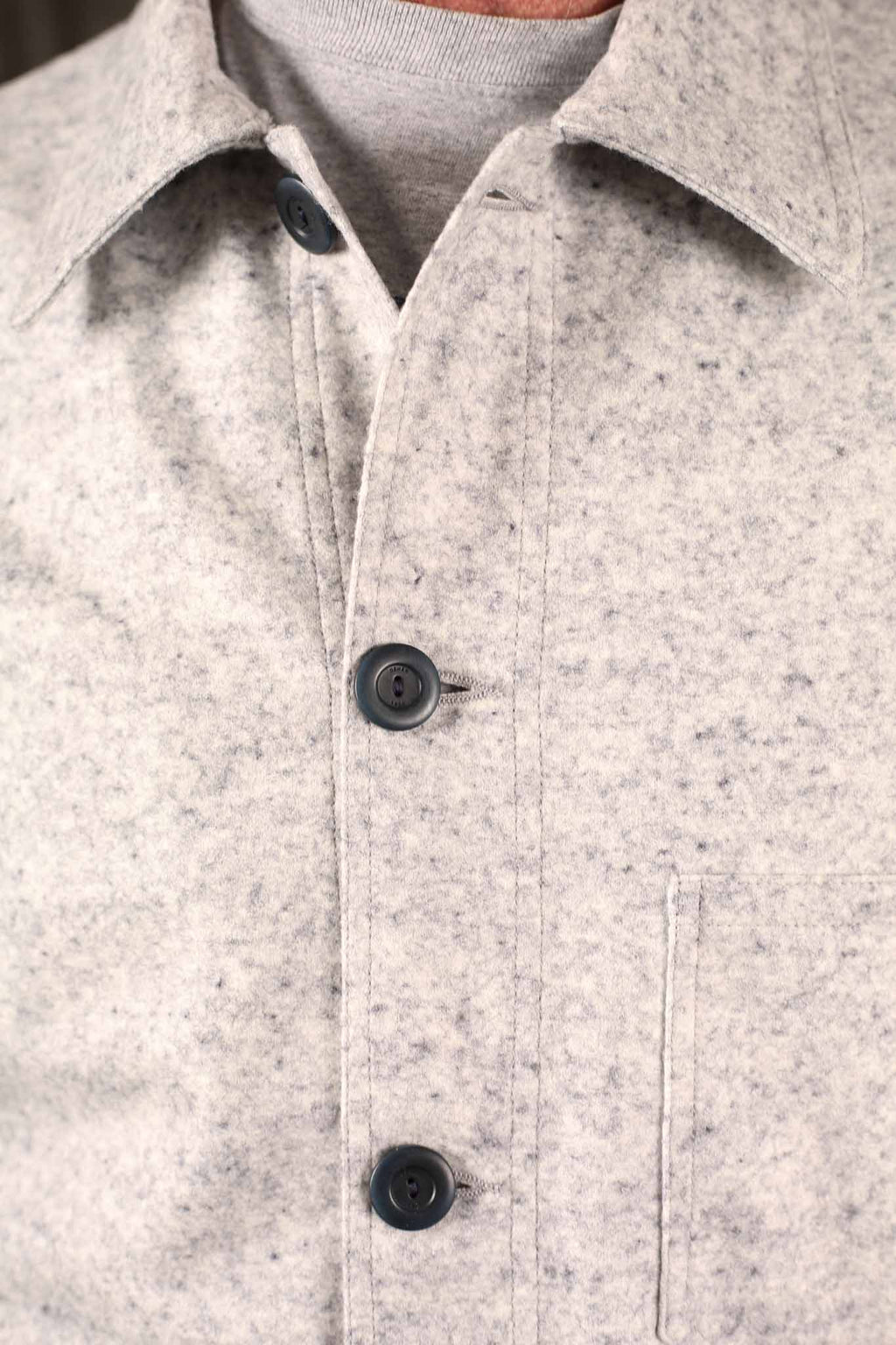 Dehen Woven Chore Coat - Natural & Navy Heather