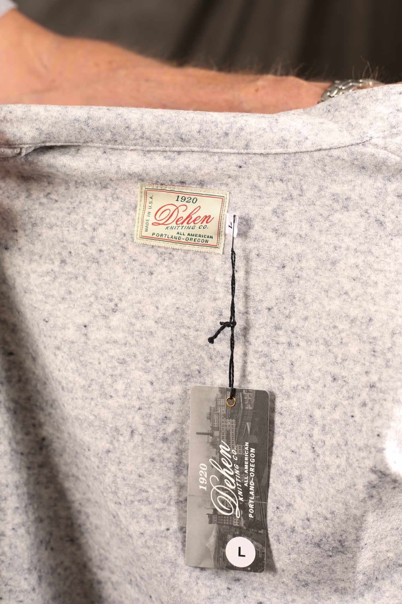 Dehen Woven Chore Coat - Natural & Navy Heather