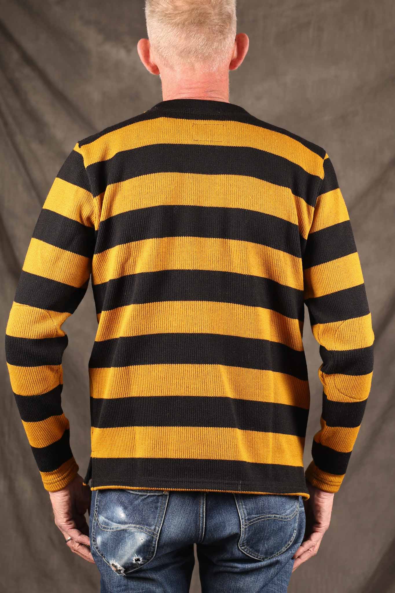 Dehen Striped Woolen Naval Crew - Black / Old Gold