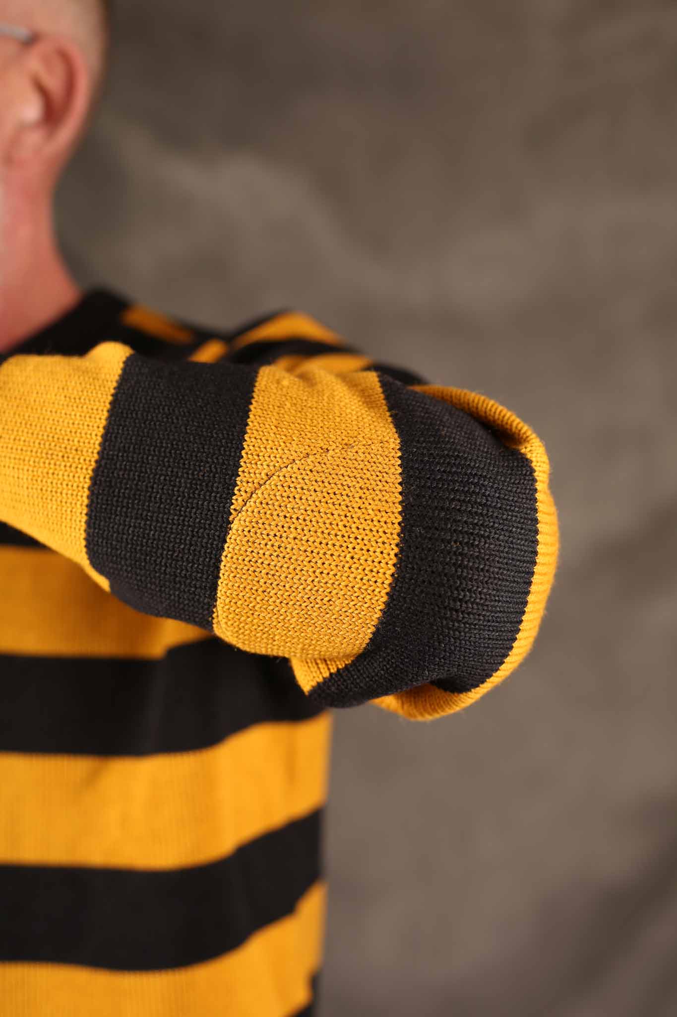 Dehen Striped Woolen Naval Crew - Black / Old Gold