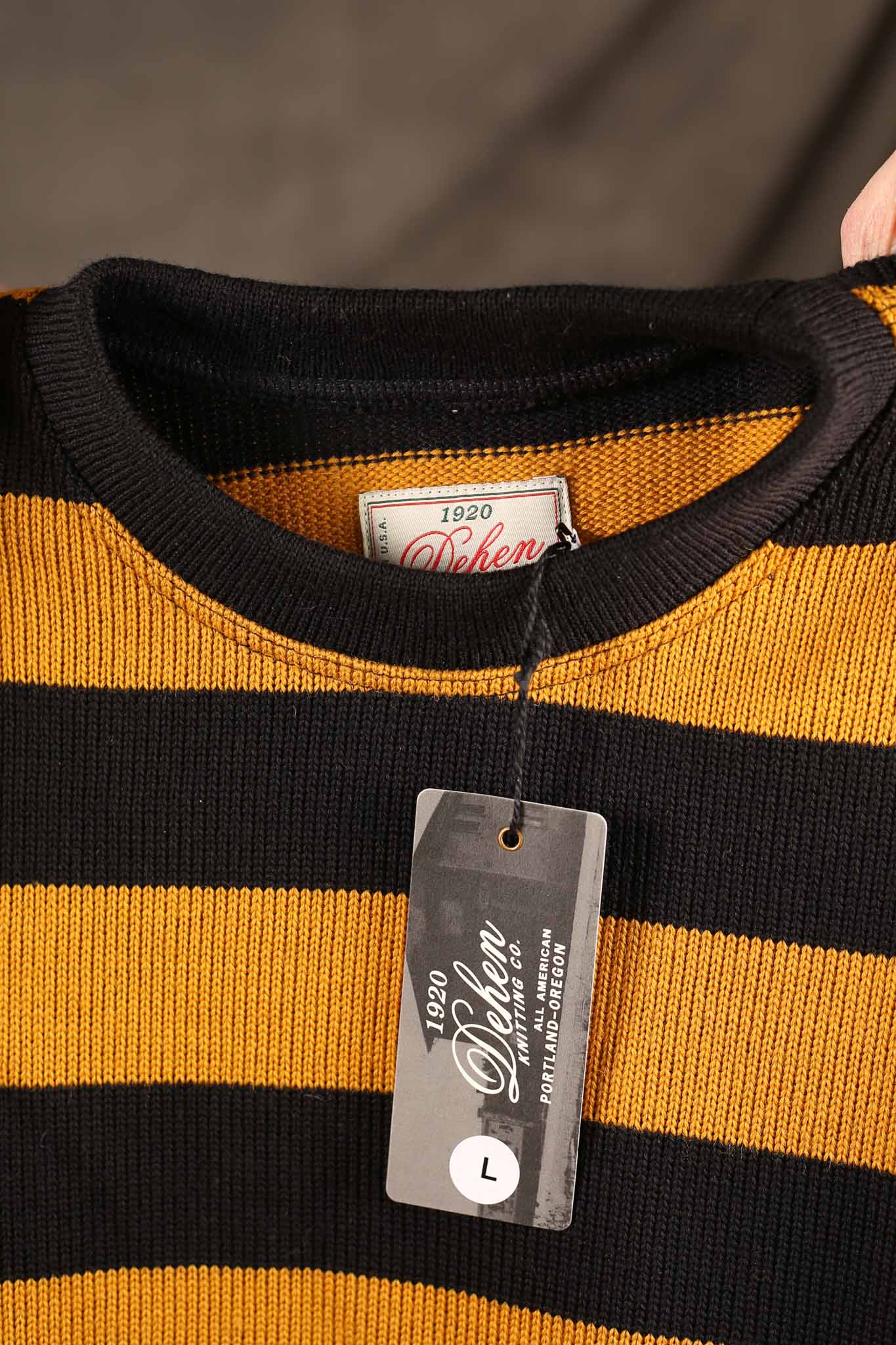 Dehen Striped Woolen Naval Crew - Black / Old Gold