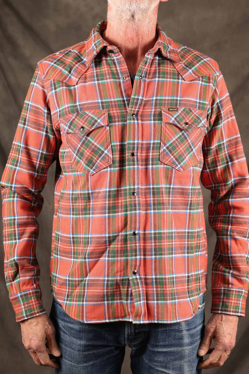 Iron Heart IHSH-436-RED - Ultra Heavy Flannel American Check Western Shirt - Red