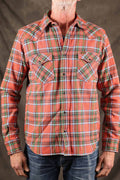 Iron Heart IHSH-436-RED - Ultra Heavy Flannel American Check Western Shirt - Red