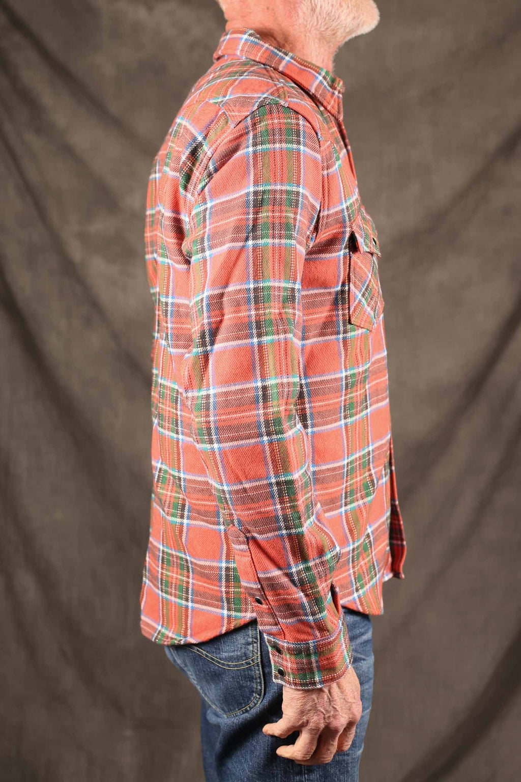 Iron Heart IHSH-436-RED - Ultra Heavy Flannel American Check Western Shirt - Red