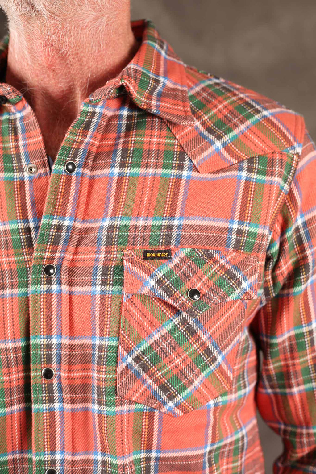 Iron Heart IHSH-436-RED - Ultra Heavy Flannel American Check Western Shirt - Red