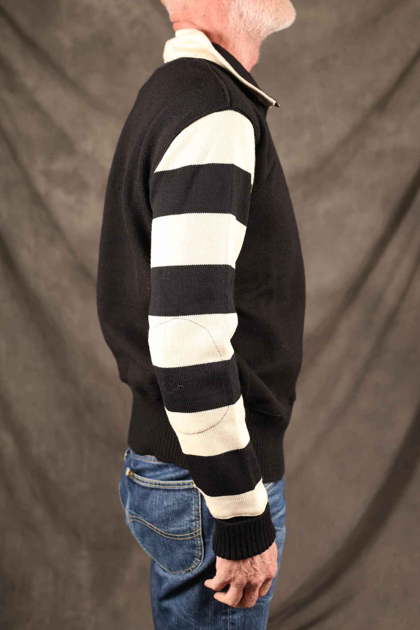 Dehen Motorcycle Sweater - Black / Off White