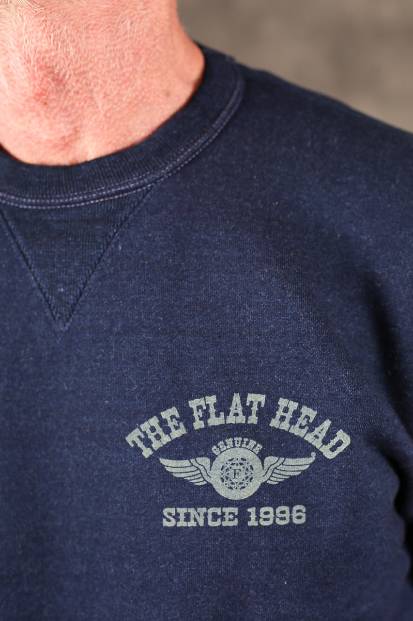 THE FLAT HEAD - round-neck sweatshirt- FN-SWC-101SP - INDIGO