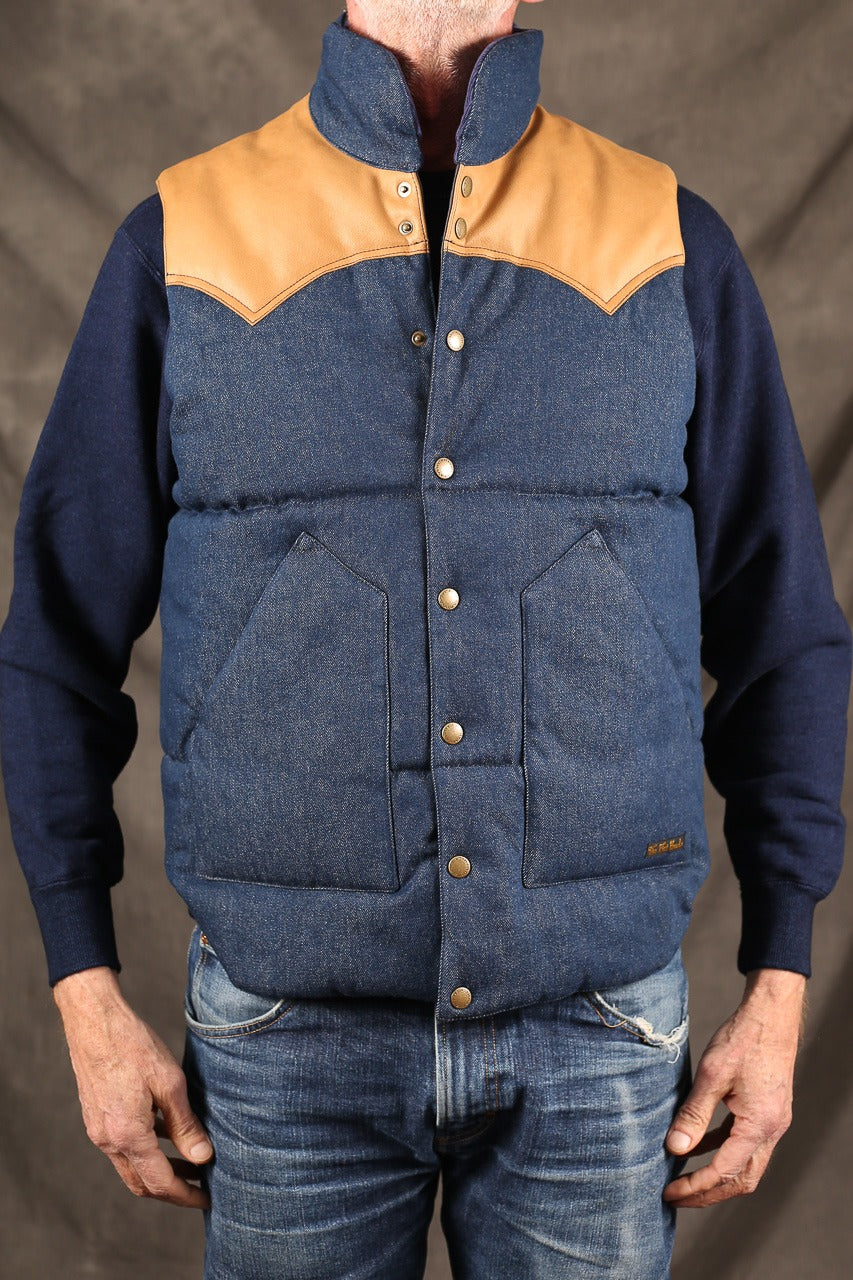 THE FLAT HEAD - Denim Puffer Vest FN-OJ-DPV00