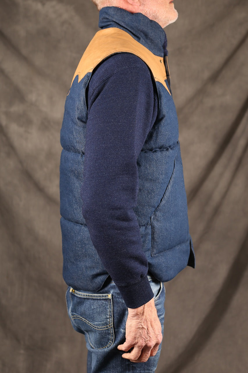 THE FLAT HEAD - Denim Puffer Vest FN-OJ-DPV00