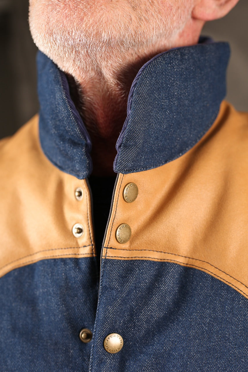 THE FLAT HEAD - Denim Puffer Vest FN-OJ-DPV00