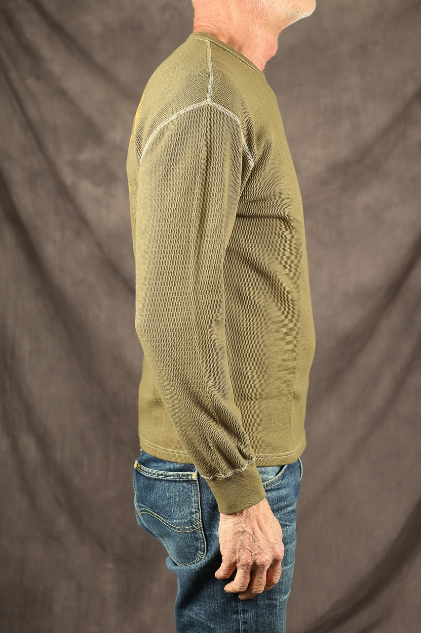 THE FLAT HEAD - THERMAL SWEATER - FN-THL-203 - OLIVE