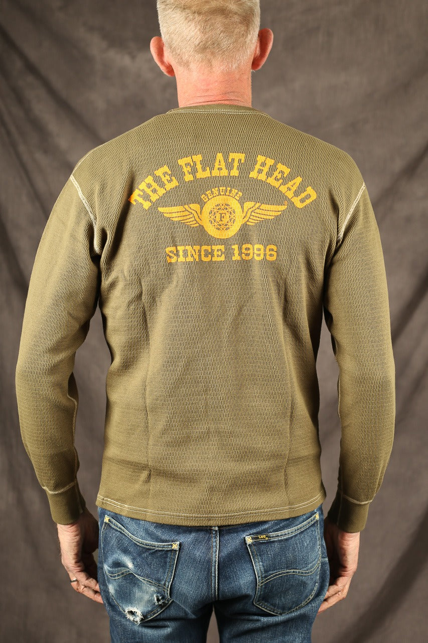 THE FLAT HEAD - THERMAL SWEATER - FN-THL-203 - OLIVE