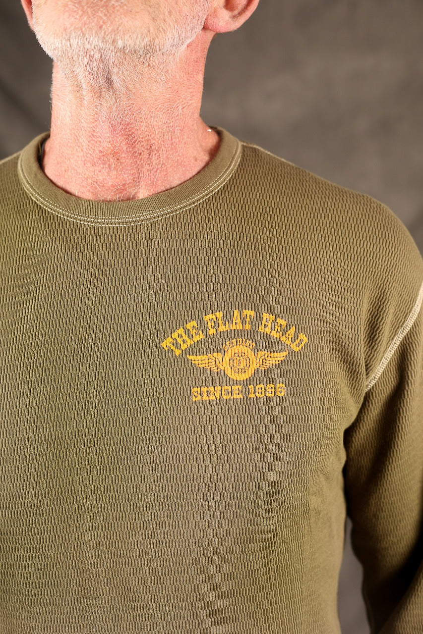 THE FLAT HEAD - THERMAL SWEATER - FN-THL-203 - OLIVE