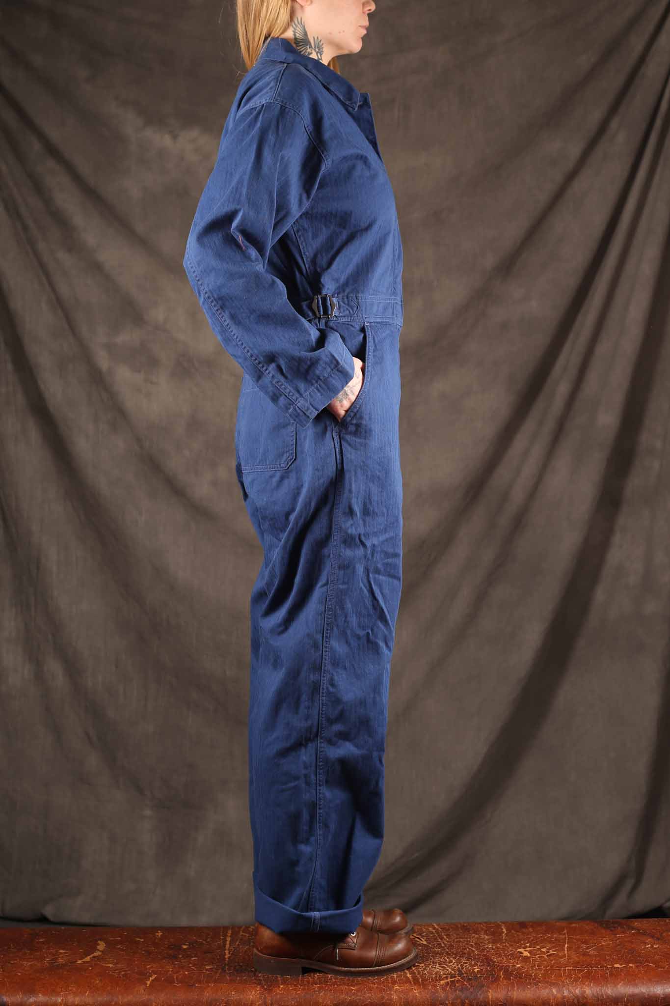 NUDIE JEANS - Ella Herringbone Boilersuit Blue