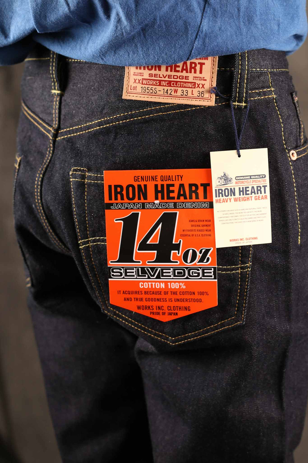 IRON HEART - IH-1955S-142 - 14oz Selvedge Denim "1955" Vintage Tapered Cut Jeans - Indigo
