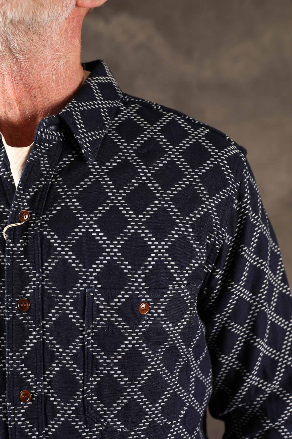 Studio D'Artisan 5728 Indigo Sashiko Dobby Shirt