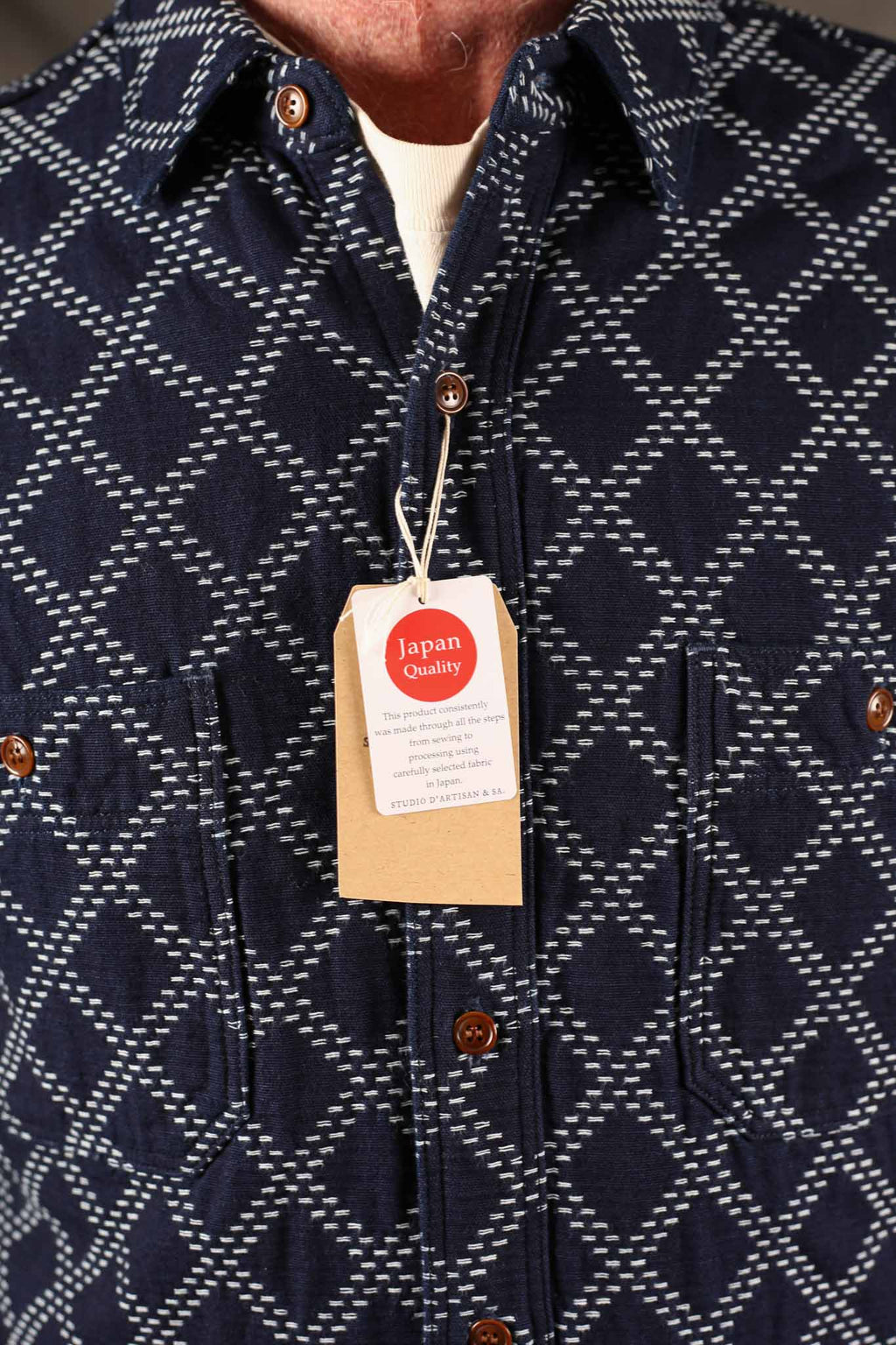 Studio D'Artisan 5728 Indigo Sashiko Dobby Shirt