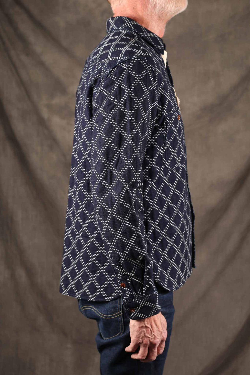 Studio D'Artisan 5728 Indigo Sashiko Dobby Shirt