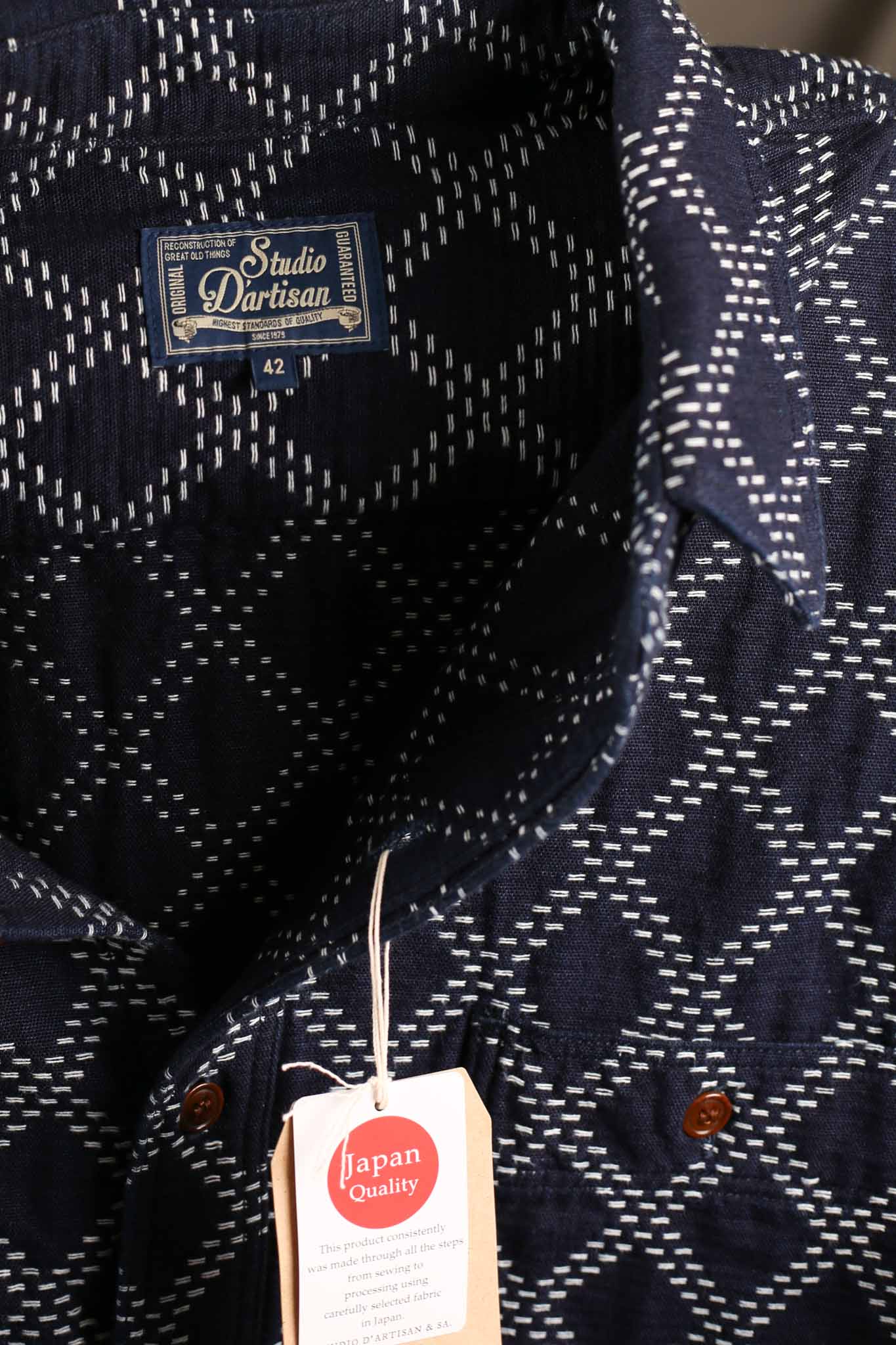 Studio D'Artisan 5728 Indigo Sashiko Dobby Shirt