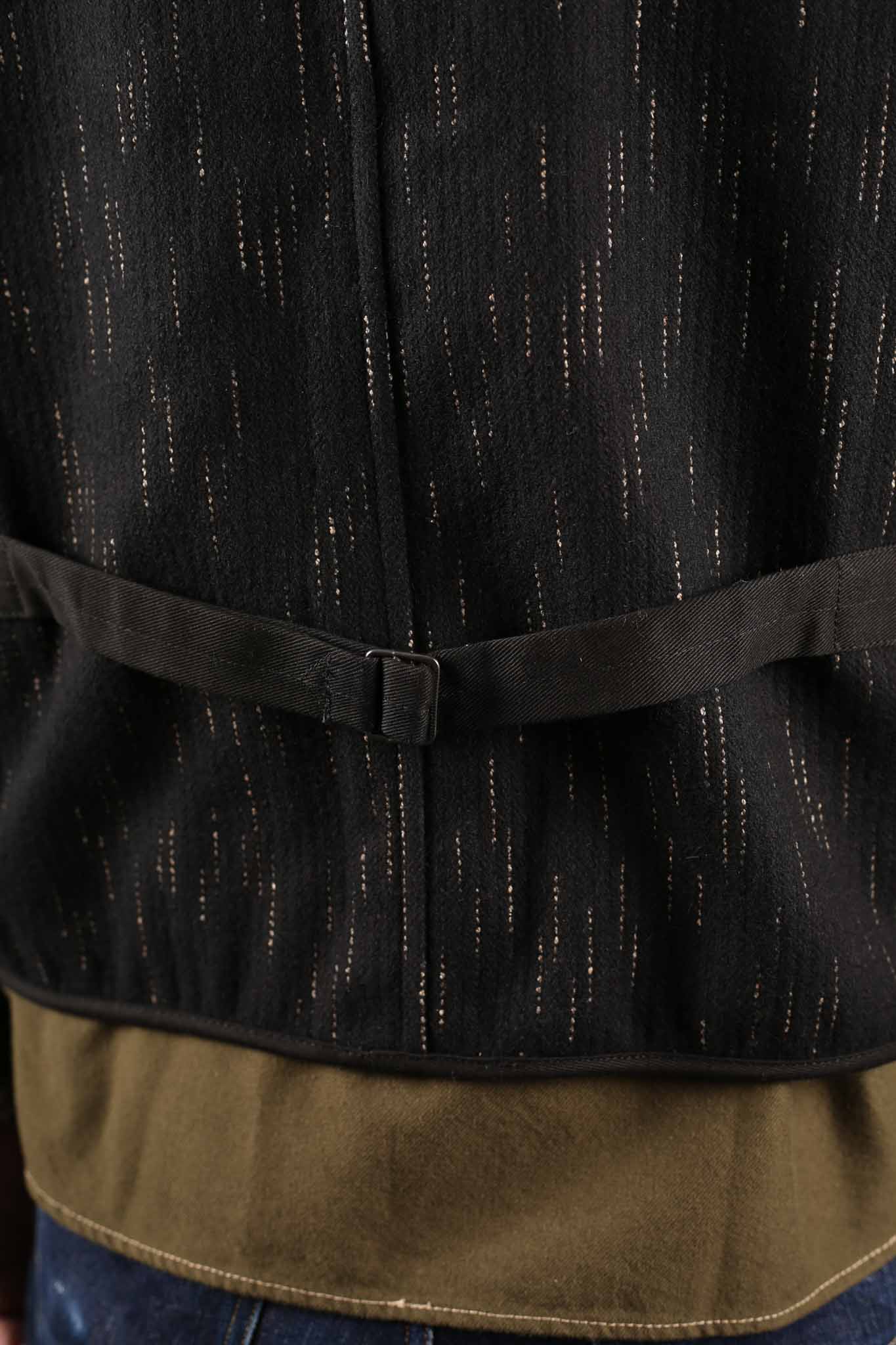 Studio D'Artisan 4617 Black Kasuri Dyed Beach Cloth Vest