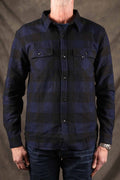 THE FLAT HEAD -SNR-101LSP - INDIGO BLOCK CHECK FLANNEL WORK SHIRT