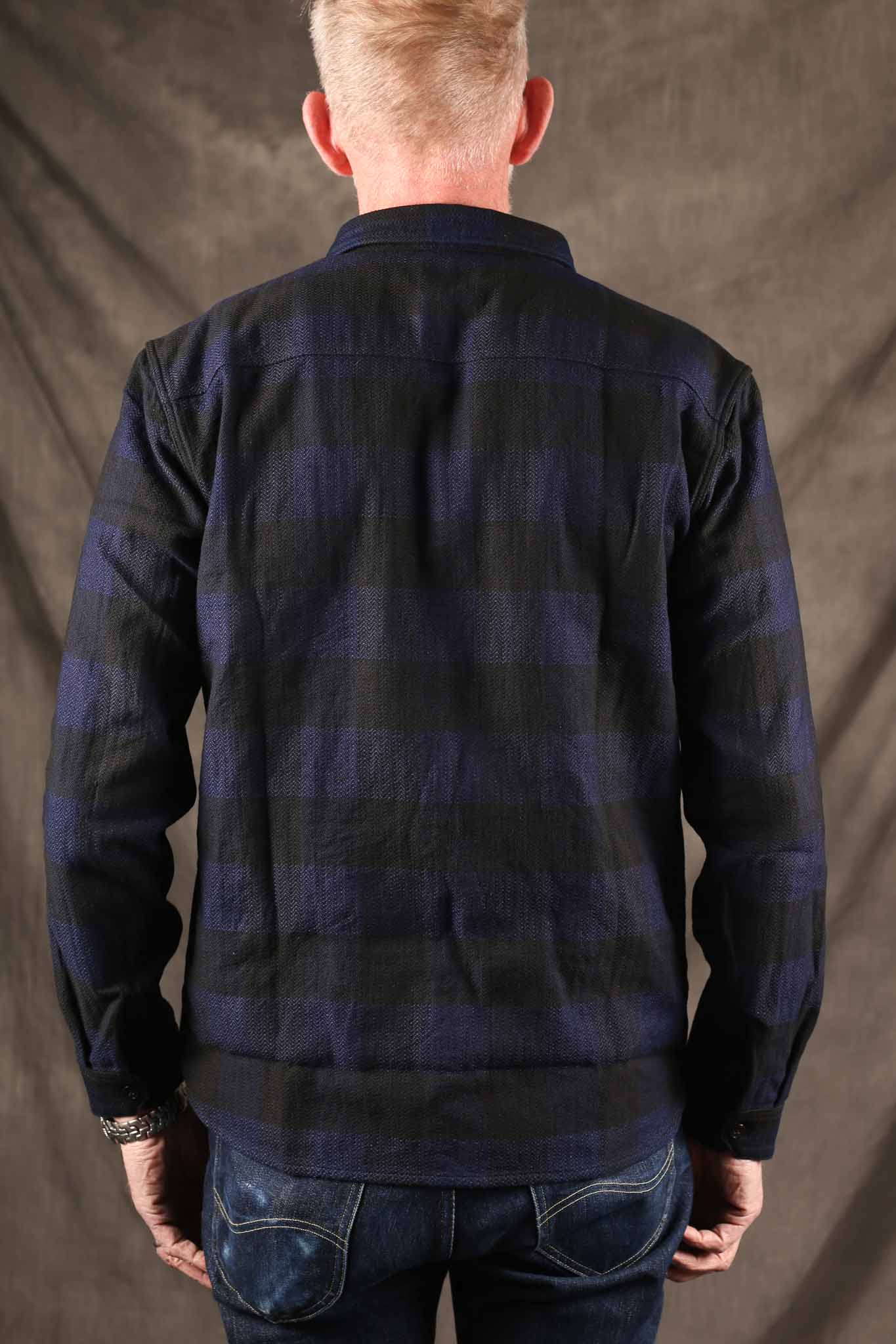 THE FLAT HEAD -SNR-101LSP - INDIGO BLOCK CHECK FLANNEL WORK SHIRT