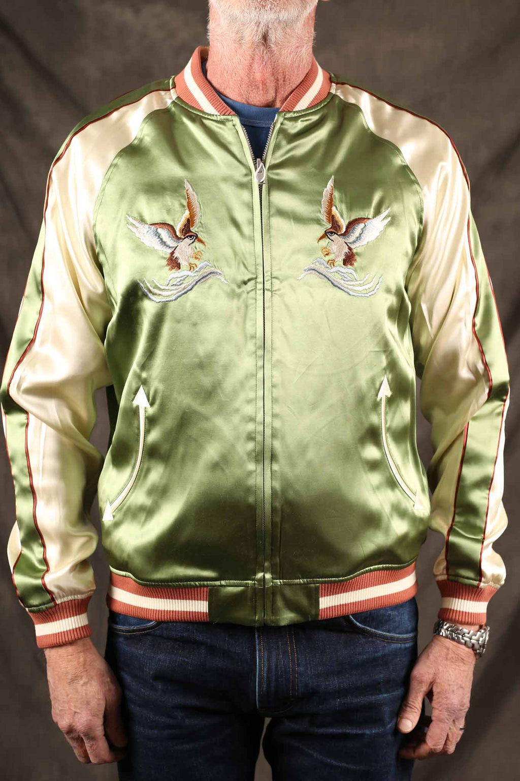 THE FLAT HEAD -fn-oj-sv003 - tiger & dragon souvenir jacket