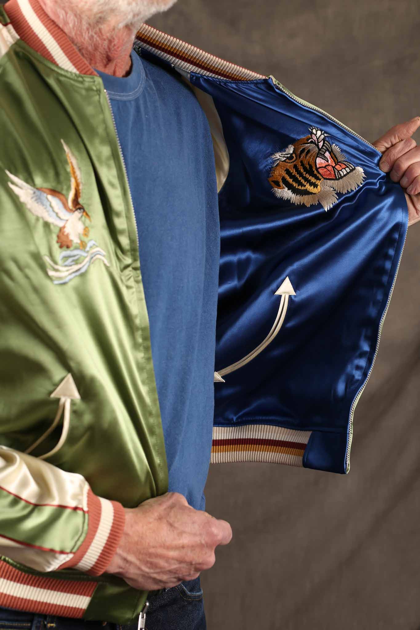 THE FLAT HEAD -fn-oj-sv003 - tiger & dragon souvenir jacket