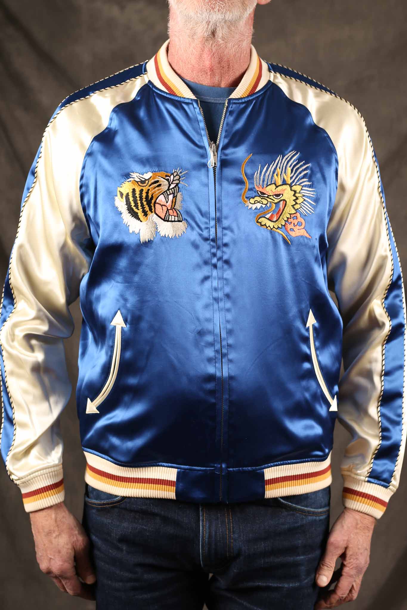 THE FLAT HEAD -fn-oj-sv003 - tiger & dragon souvenir jacket