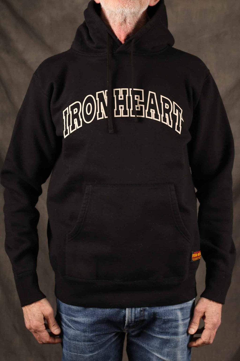 Iron Heart IHSW-79-BLK Printed 14oz Ultra Heavyweight Loopwheel Cotton Hoodie - Black