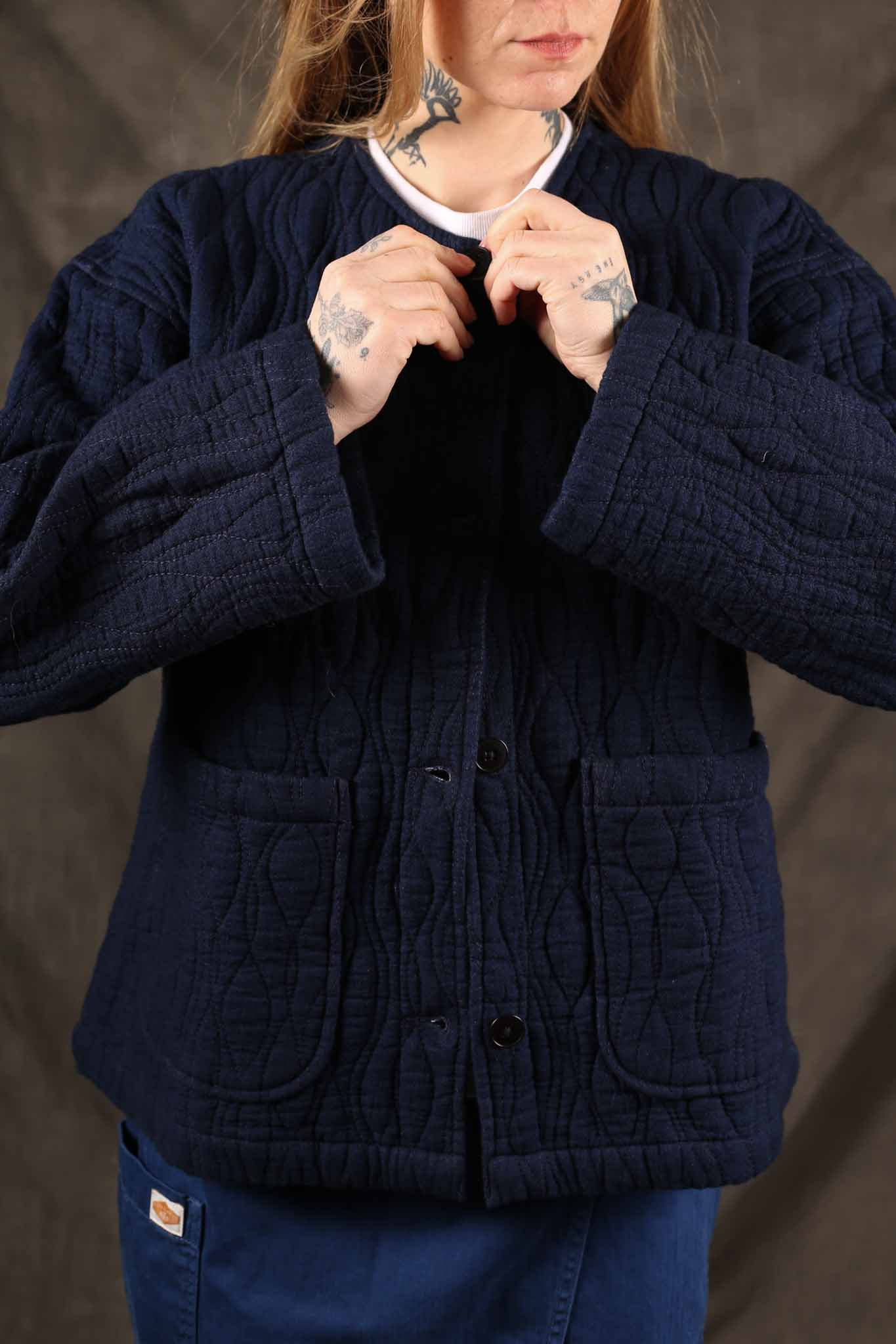 NUDIE JEANS - Womens Sandra Jacket Indigo Quilt Blue